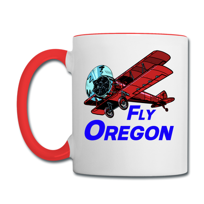 Fly Oregon - Biplane - Contrast Coffee Mug - white/red