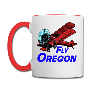 Fly Oregon - Biplane - Contrast Coffee Mug - white/red
