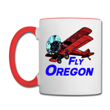Fly Oregon - Biplane - Contrast Coffee Mug - white/red