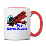 Fly North Dakota - Biplane - Contrast Coffee Mug - white/red
