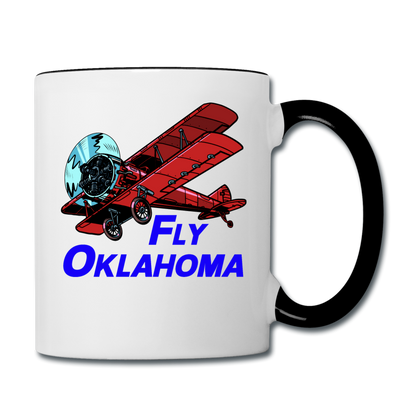 Fly Oklahoma - Biplane - Contrast Coffee Mug - white/black