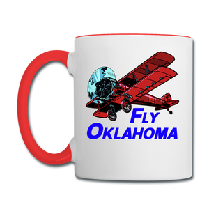 Fly Oklahoma - Biplane - Contrast Coffee Mug - white/red