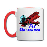 Fly Oklahoma - Biplane - Contrast Coffee Mug - white/red