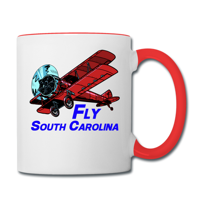 Fly South Carolina - Biplane - Contrast Coffee Mug - white/red