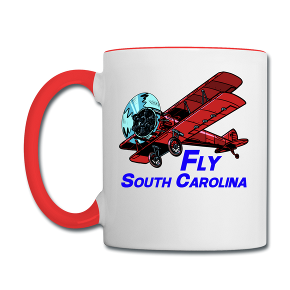 Fly South Carolina - Biplane - Contrast Coffee Mug - white/red
