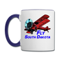 Fly South Dakota - Biplane - Contrast Coffee Mug - white/cobalt blue