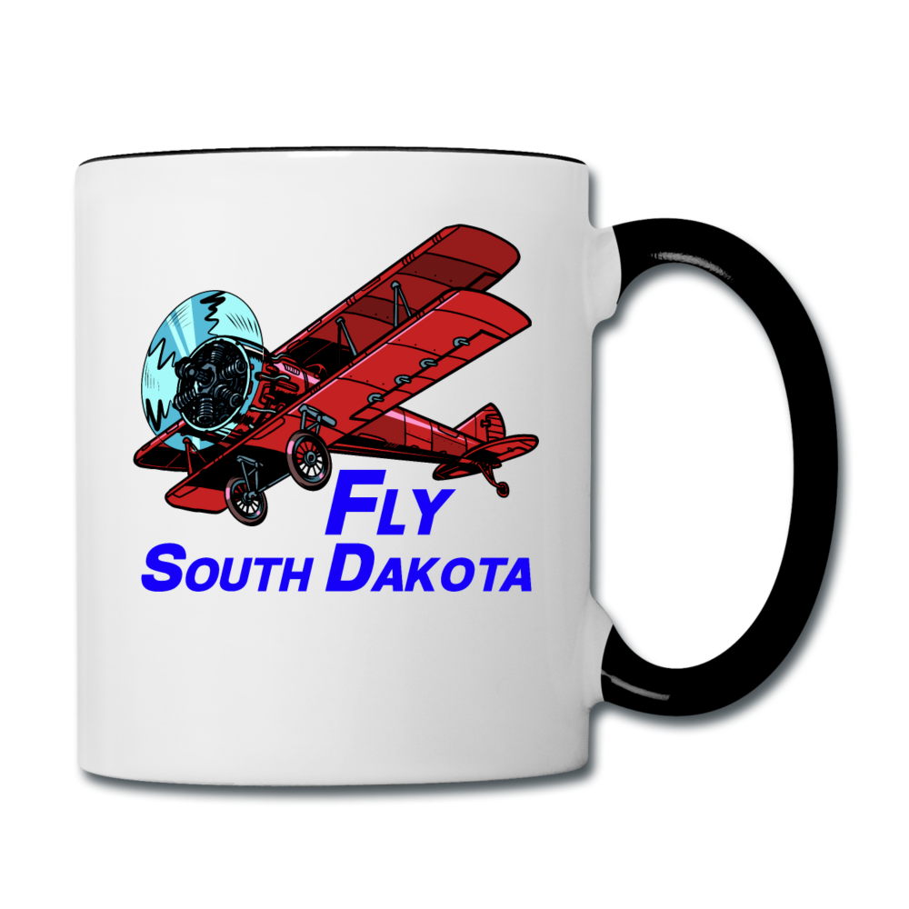 Fly South Dakota - Biplane - Contrast Coffee Mug - white/black