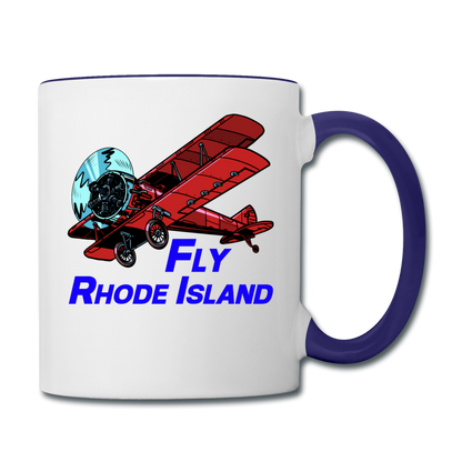 Fly Rhode Island - Biplane - Contrast Coffee Mug - white/cobalt blue