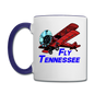 Fly Tennessee - Biplane - Contrast Coffee Mug - white/cobalt blue