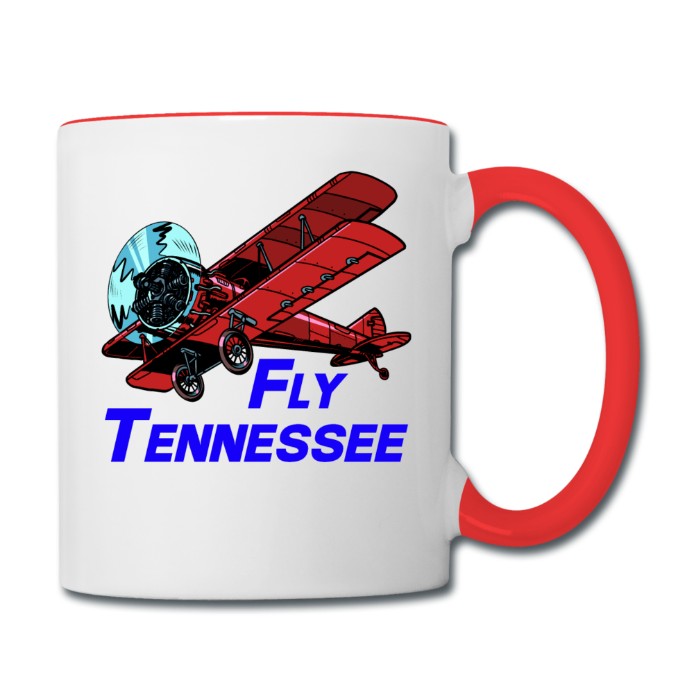 Fly Tennessee - Biplane - Contrast Coffee Mug - white/red