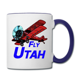 Fly Utah - Biplane - Contrast Coffee Mug - white/cobalt blue