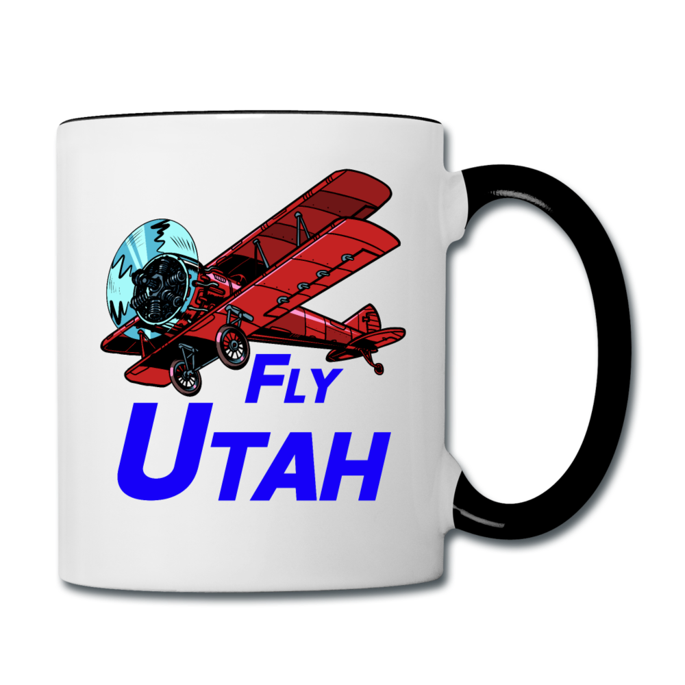 Fly Utah - Biplane - Contrast Coffee Mug - white/black