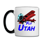 Fly Utah - Biplane - Contrast Coffee Mug - white/black