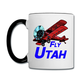 Fly Utah - Biplane - Contrast Coffee Mug - white/black
