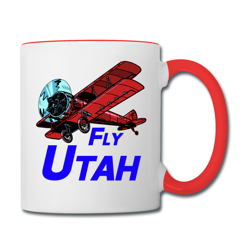 Fly Utah - Biplane - Contrast Coffee Mug - white/red