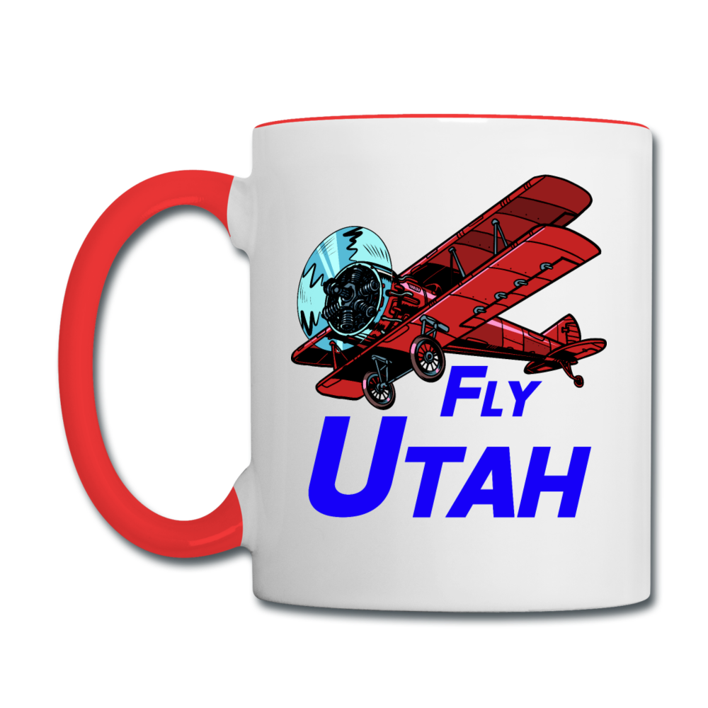 Fly Utah - Biplane - Contrast Coffee Mug - white/red