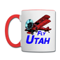 Fly Utah - Biplane - Contrast Coffee Mug - white/red