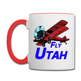 Fly Utah - Biplane - Contrast Coffee Mug - white/red
