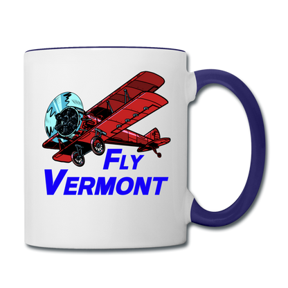 Fly Vermont - Biplane - Contrast Coffee Mug - white/cobalt blue