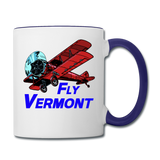 Fly Vermont - Biplane - Contrast Coffee Mug - white/cobalt blue