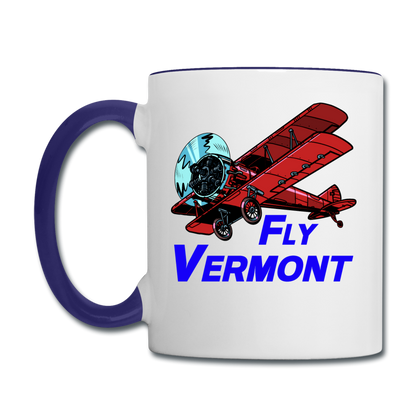 Fly Vermont - Biplane - Contrast Coffee Mug - white/cobalt blue