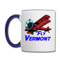 Fly Vermont - Biplane - Contrast Coffee Mug - white/cobalt blue