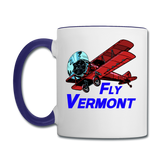 Fly Vermont - Biplane - Contrast Coffee Mug - white/cobalt blue