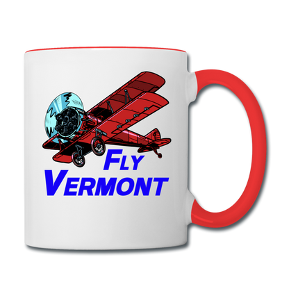 Fly Vermont - Biplane - Contrast Coffee Mug - white/red