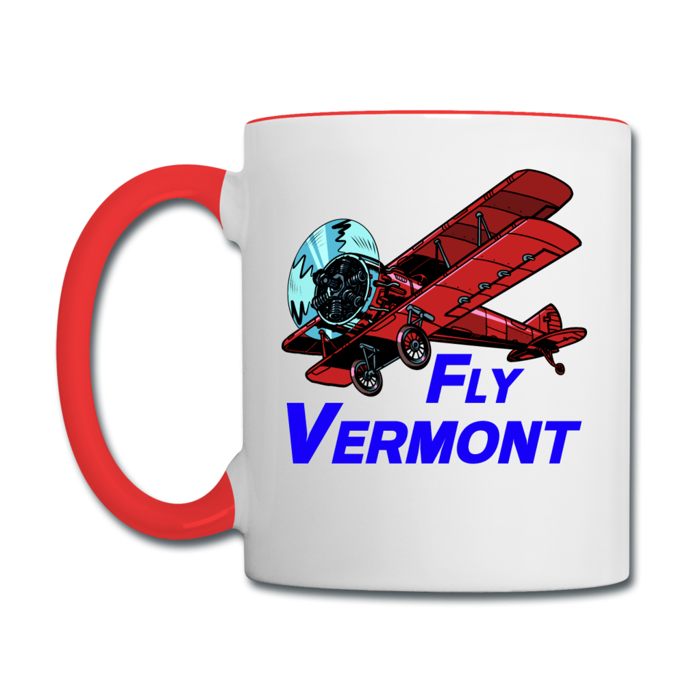 Fly Vermont - Biplane - Contrast Coffee Mug - white/red