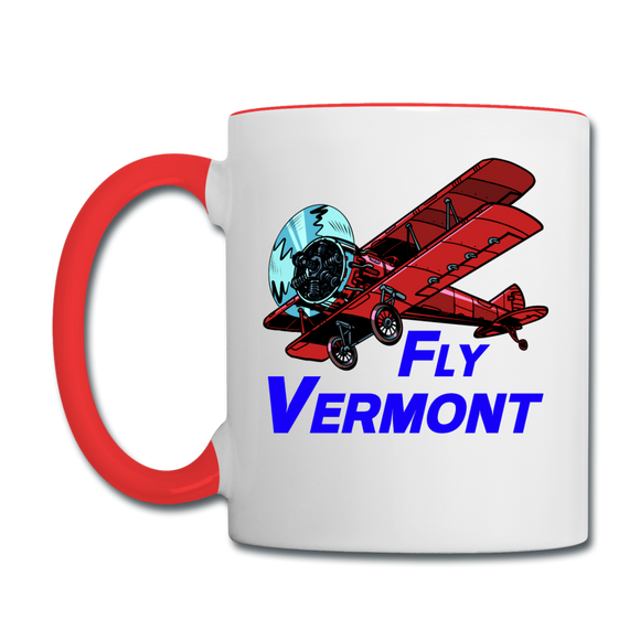 Fly Vermont - Biplane - Contrast Coffee Mug - white/red