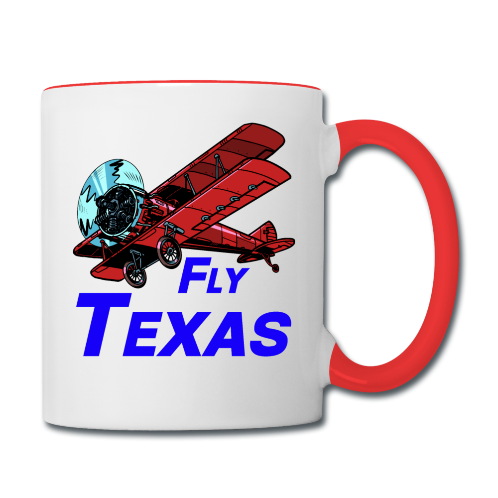 Fly Texas - Biplane - Contrast Coffee Mug - white/red