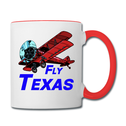 Fly Texas - Biplane - Contrast Coffee Mug - white/red