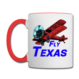 Fly Texas - Biplane - Contrast Coffee Mug - white/red