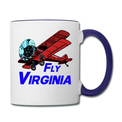 Fly Virginia - Biplane - Contrast Coffee Mug - white/cobalt blue