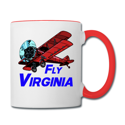 Fly Virginia - Biplane - Contrast Coffee Mug - white/red