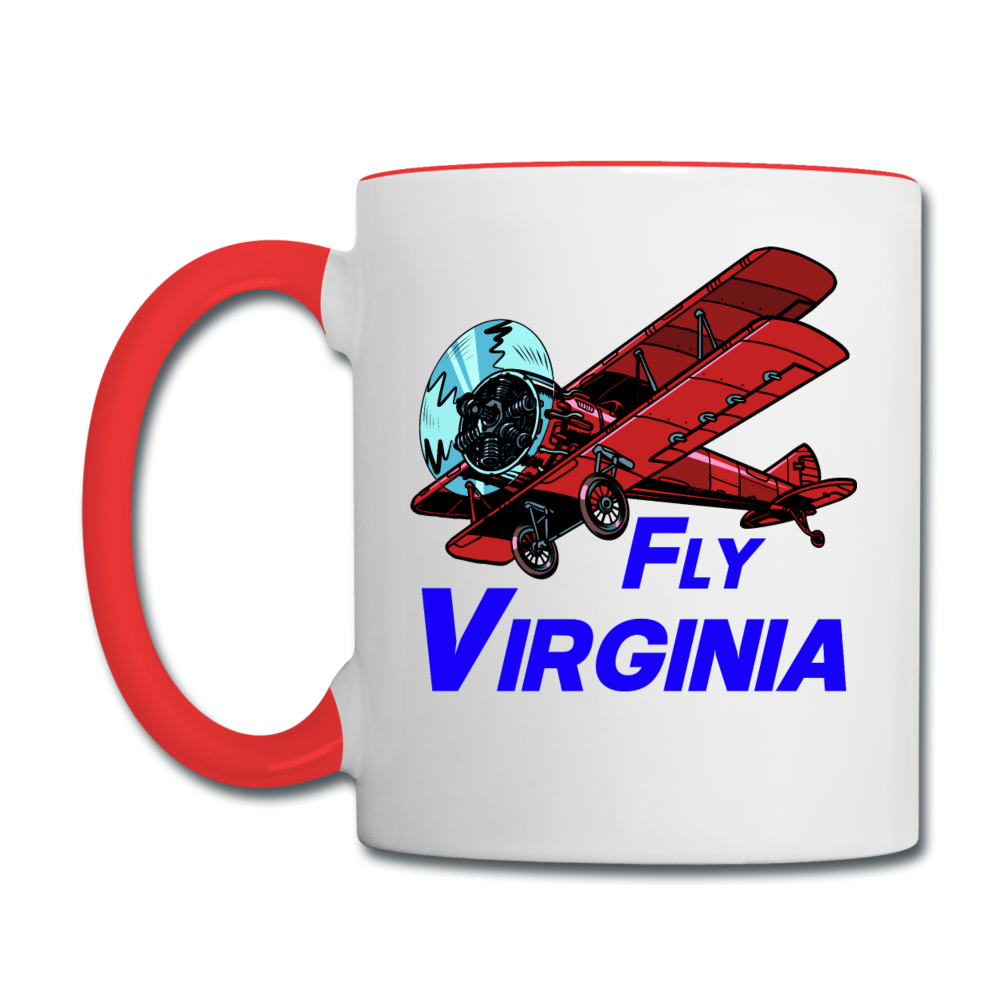 Fly Virginia - Biplane - Contrast Coffee Mug - white/red