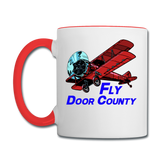 Fly Door County - Biplane - Contrast Coffee Mug - white/red