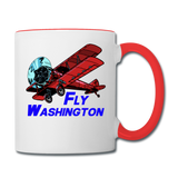 Fly Washington - Biplane - Contrast Coffee Mug - white/red