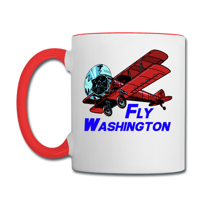 Fly Washington - Biplane - Contrast Coffee Mug - white/red