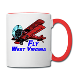 Fly West Virginia - Biplane - Contrast Coffee Mug - white/red