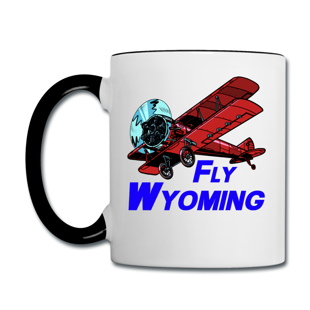 Fly Wyoming - Biplane - Contrast Coffee Mug - white/black