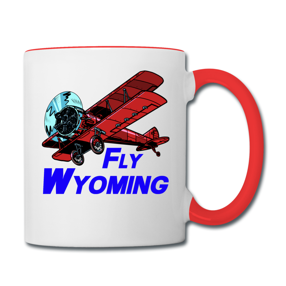 Fly Wyoming - Biplane - Contrast Coffee Mug - white/red