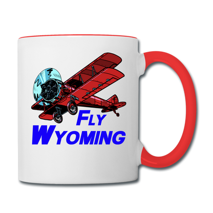 Fly Wyoming - Biplane - Contrast Coffee Mug - white/red