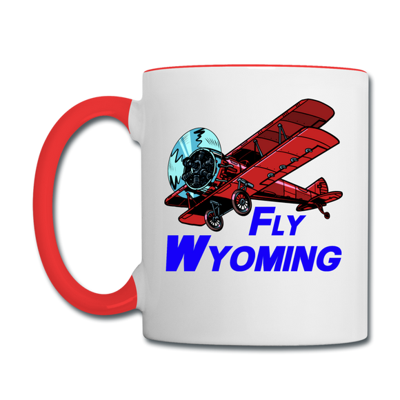 Fly Wyoming - Biplane - Contrast Coffee Mug - white/red
