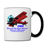 Wisconsin Airports - Oshkosh OSH - v2 - Biplane - Contrast Coffee Mug - white/black