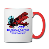 Wisconsin Airports - Brodhead C37 - v2 - Biplane - Contrast Coffee Mug - white/red