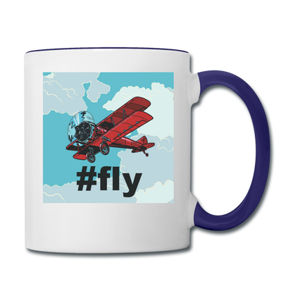 #fly - Red Biplane - Contrast Coffee Mug - white/cobalt blue