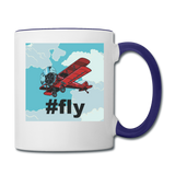 #fly - Red Biplane - Contrast Coffee Mug - white/cobalt blue