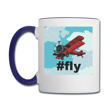 #fly - Red Biplane - Contrast Coffee Mug - white/cobalt blue