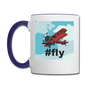 #fly - Red Biplane - Contrast Coffee Mug - white/cobalt blue